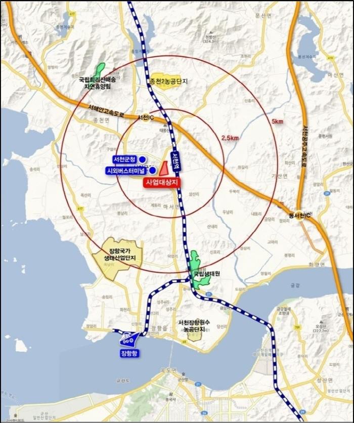 서천 군사지구 도시개발사업 위치도