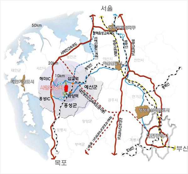 충남도청(내포)신도시 개발사업 위치도