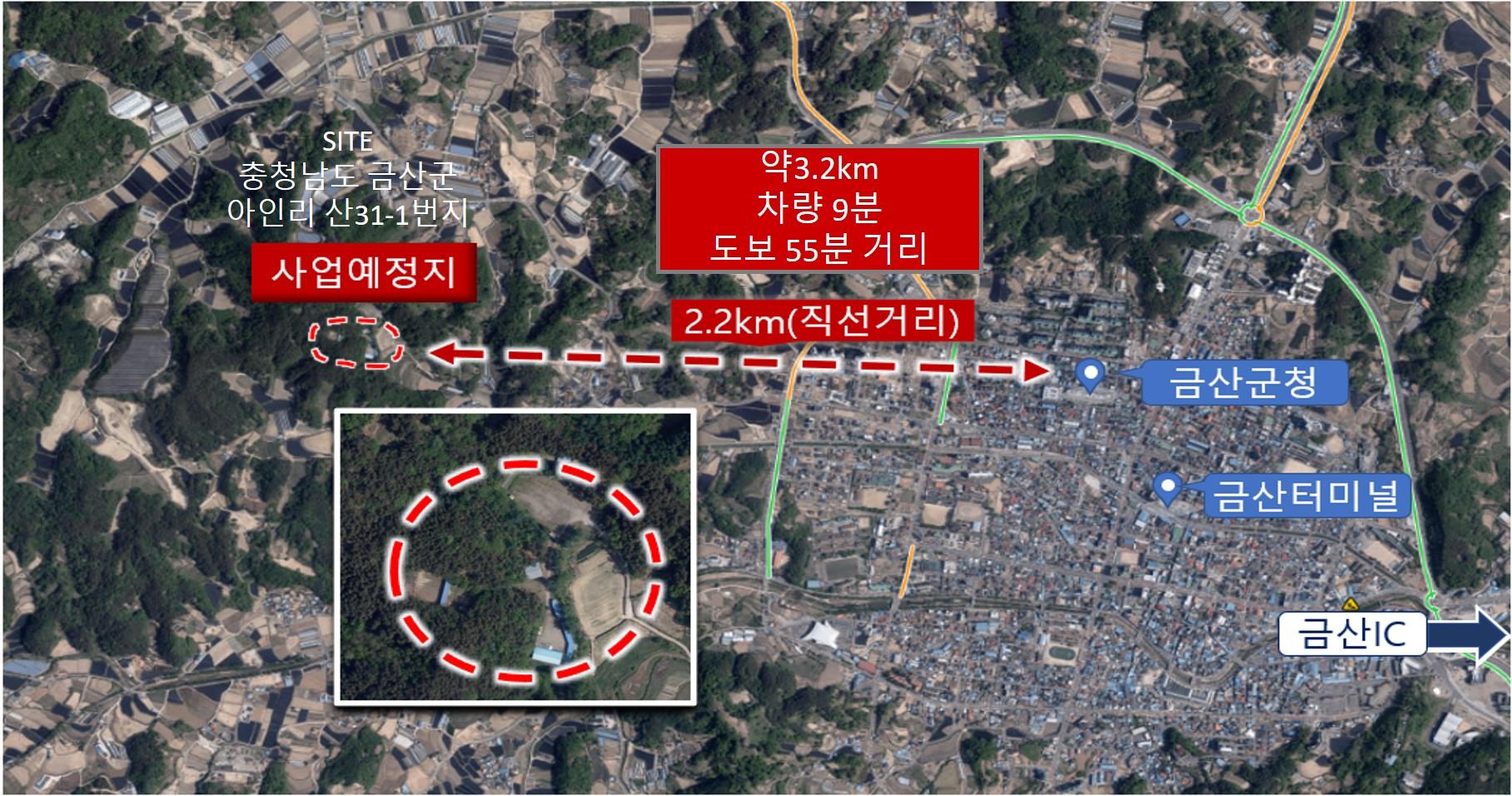 금산 통합돌봄 복지마을 조성사업 위치도